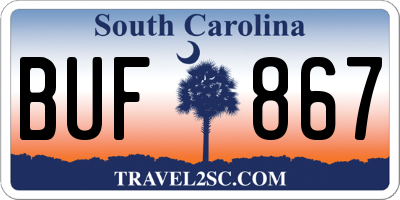 SC license plate BUF867