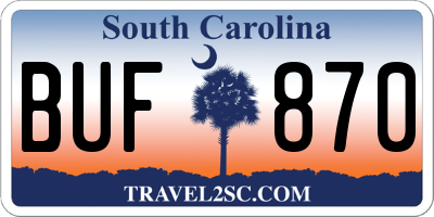 SC license plate BUF870