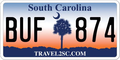 SC license plate BUF874