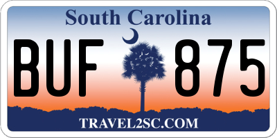SC license plate BUF875