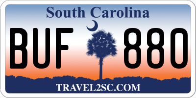 SC license plate BUF880