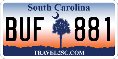 SC license plate BUF881