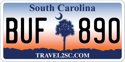 SC license plate BUF890