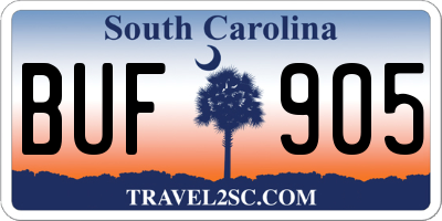 SC license plate BUF905