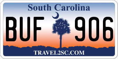 SC license plate BUF906