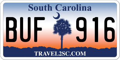 SC license plate BUF916