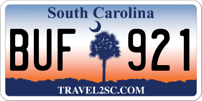 SC license plate BUF921