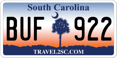SC license plate BUF922
