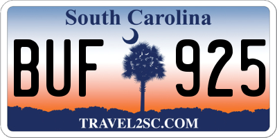 SC license plate BUF925