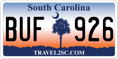 SC license plate BUF926