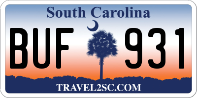 SC license plate BUF931