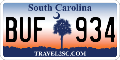 SC license plate BUF934