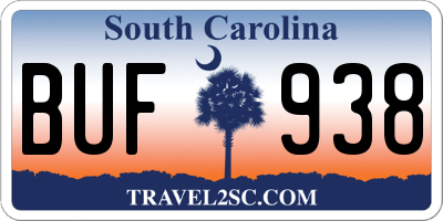 SC license plate BUF938