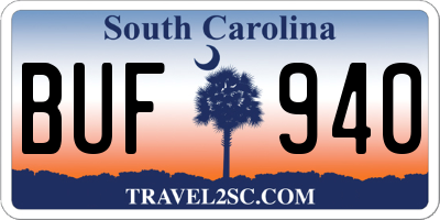 SC license plate BUF940