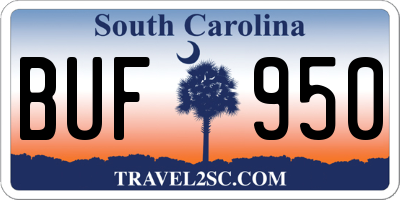 SC license plate BUF950