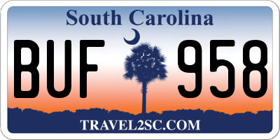 SC license plate BUF958