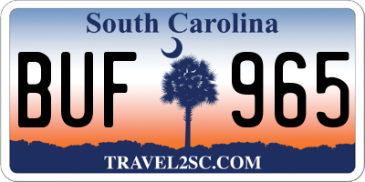 SC license plate BUF965