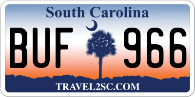 SC license plate BUF966