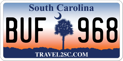 SC license plate BUF968