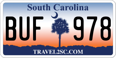 SC license plate BUF978