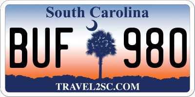 SC license plate BUF980