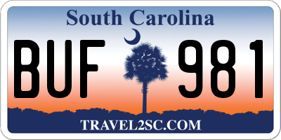 SC license plate BUF981