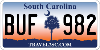 SC license plate BUF982