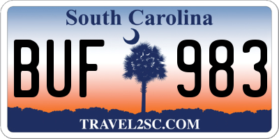 SC license plate BUF983