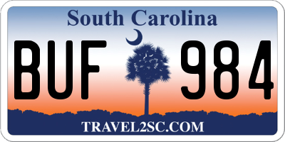 SC license plate BUF984