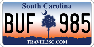 SC license plate BUF985