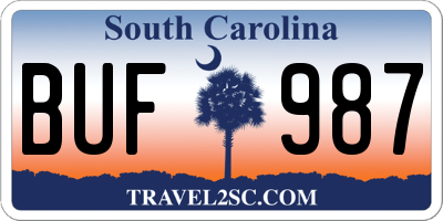SC license plate BUF987