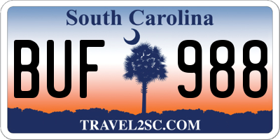 SC license plate BUF988