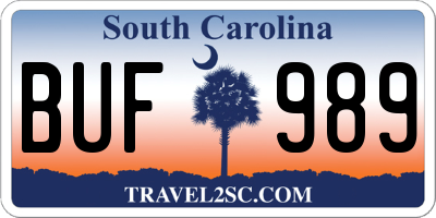 SC license plate BUF989