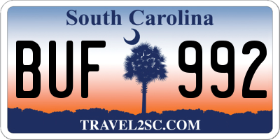 SC license plate BUF992