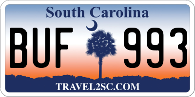 SC license plate BUF993