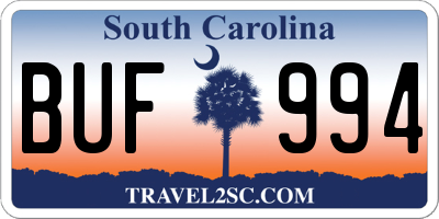 SC license plate BUF994