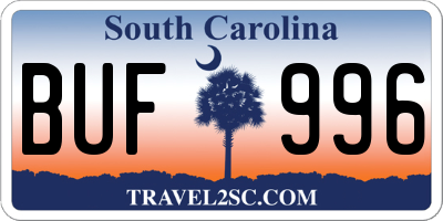 SC license plate BUF996