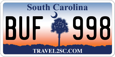 SC license plate BUF998