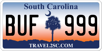 SC license plate BUF999