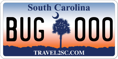 SC license plate BUG000