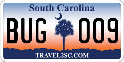 SC license plate BUG009