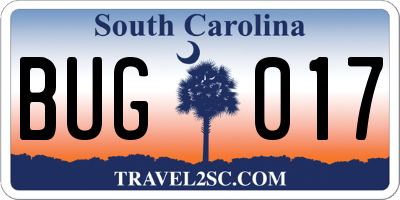 SC license plate BUG017