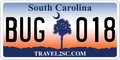 SC license plate BUG018