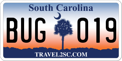 SC license plate BUG019