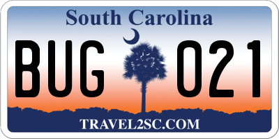 SC license plate BUG021