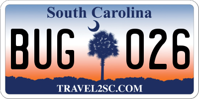 SC license plate BUG026