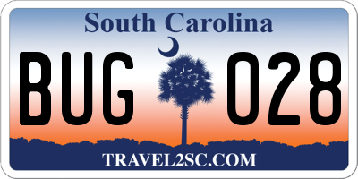 SC license plate BUG028