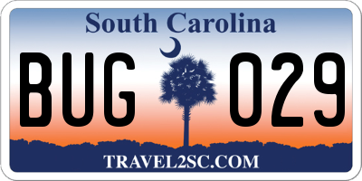 SC license plate BUG029