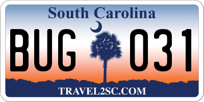 SC license plate BUG031