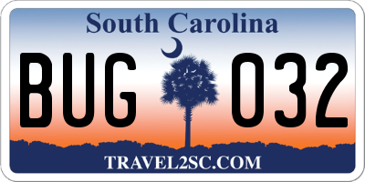 SC license plate BUG032